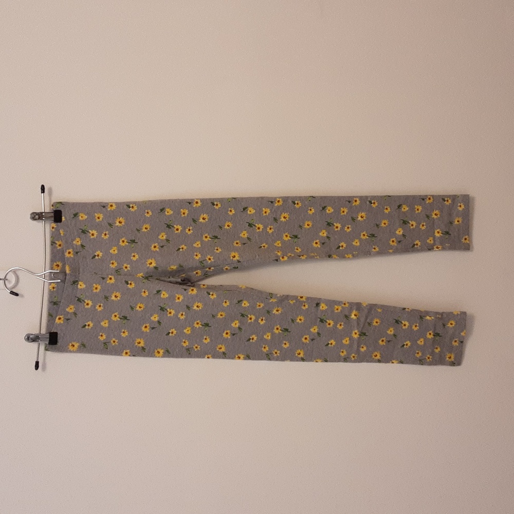 OLD NAVY - leggings girls gray with yellow flowers size L (10-12)